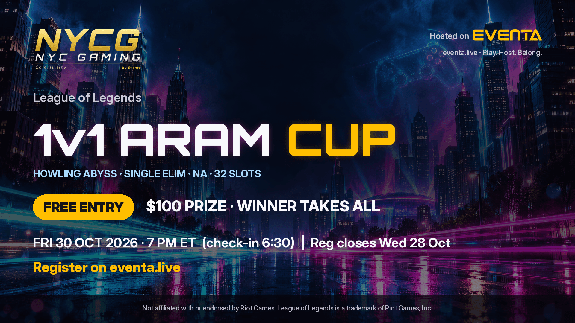 NYCG LoL 1v1 ARAM Cup 2026 cover art